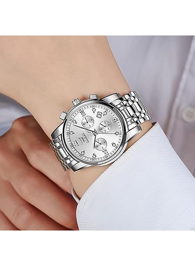 Excefore Watch For Men Luxury Dress Gold Stainless Steel Analog Quartz Waterproof Luminous Date Diamond Business Two Tone Casual Wrist Mens Watch - Image 2