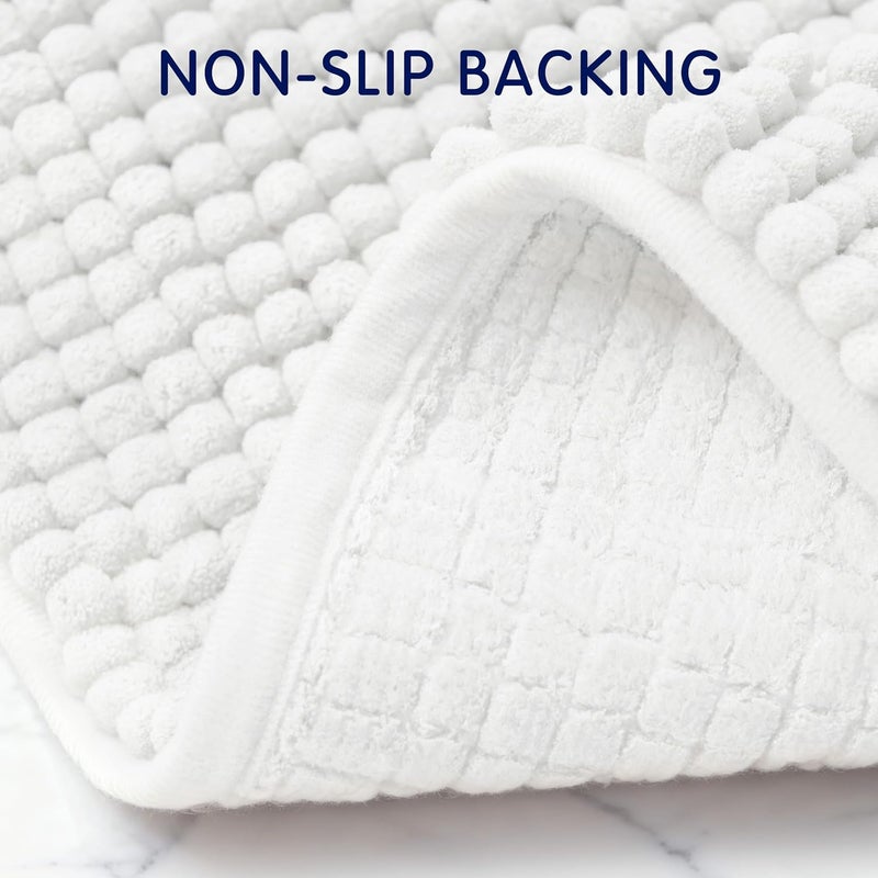 subrtex Bathroom Rugs, 24" x 36" Chenille Bath Rug Soft Short Plush Bath Mat Soft Shower Mat Water Absorbent Shower Mat Quick Dry Machine Washable, White - Image 5