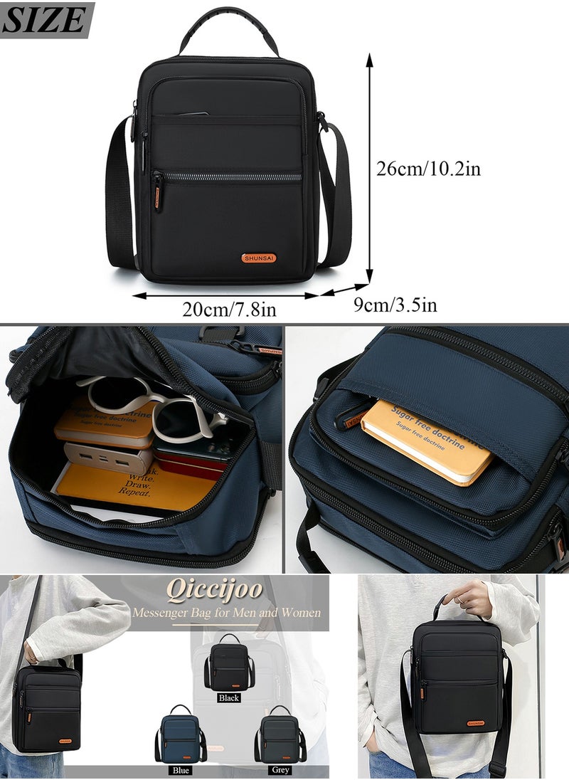 Qiccijoo Qiccijoo Crossbody Bag Messenger Bag for Men or Women Casual Shoulder Bag Multiple Pockets Sling Bag Travel Bag for Business Office School Satchel Bags Work Bag Handbag Purse(Black)  - Image 2