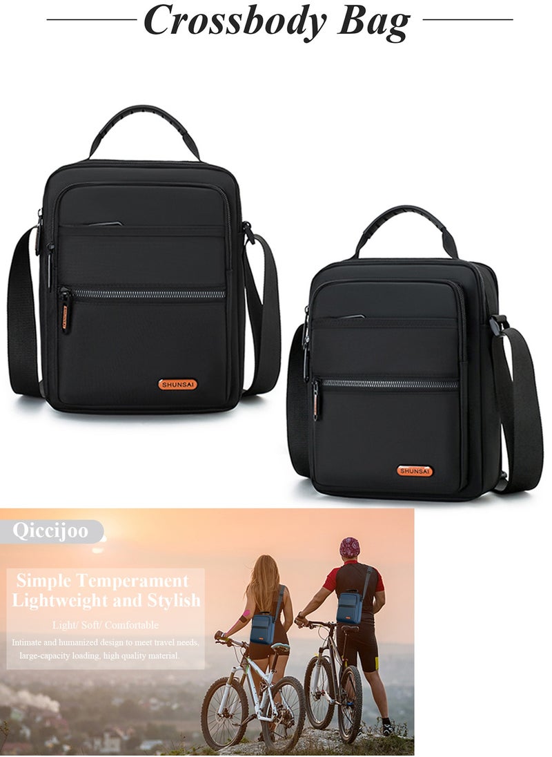 Qiccijoo Qiccijoo Crossbody Bag Messenger Bag for Men or Women Casual Shoulder Bag Multiple Pockets Sling Bag Travel Bag for Business Office School Satchel Bags Work Bag Handbag Purse(Black)  - Image 3