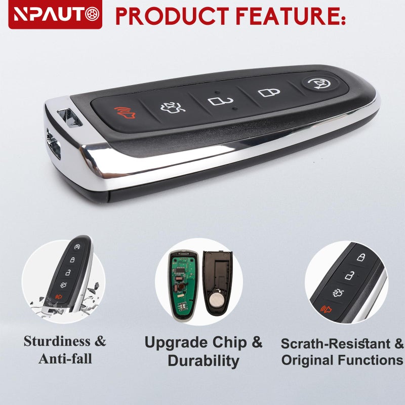 NPAUTO Car Key Fob Replacement Fits for Ford Explorer Edge 2011-2015 Taurus Flex 2013-2019 Focus Expedition Lincoln MKX MKT MKS Navigator Keyless Entry Remote Start Control Smart Key Fobs, 2Pcs, M3N5WY8609 - Image 3