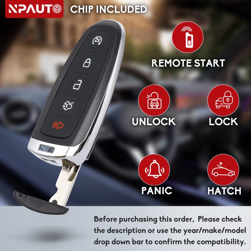 NPAUTO Car Key Fob Replacement Fits for Ford Explorer Edge 2011-2015 Taurus Flex 2013-2019 Focus Expedition Lincoln MKX MKT MKS Navigator Keyless Entry Remote Start Control Smart Key Fobs, 2Pcs, M3N5WY8609 - Image 4