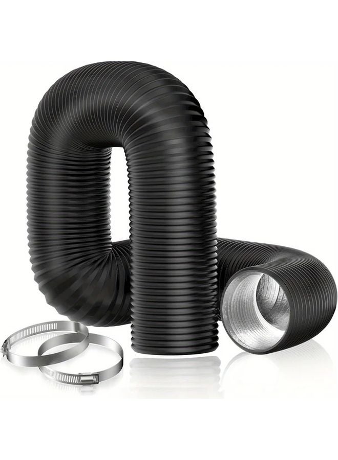 1 Set 100mm Diameter 2 5m PVC Aluminium Flex Hose With 2 Clamps For Ventilation System - Image 1