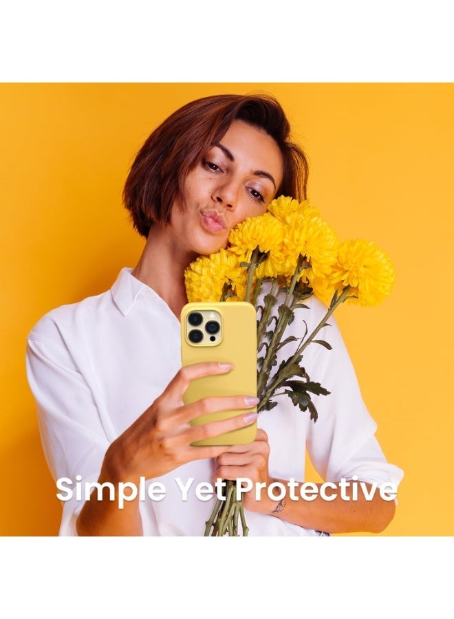 جراب متوافق مع iPhone 16 Pro Max مقاس 6.9 بوصة، جراب هاتف نحيف من السيليكون السائل مكون من 4 طبقات من المطاط الهلامي الناعم المقاوم للصدمات مع بطانة من الألياف الدقيقة المضادة للخدش (أصفر دوار الشمس) - Image 2