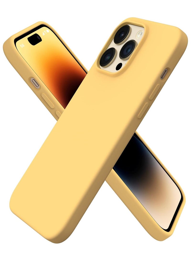 جراب متوافق مع iPhone 16 Pro Max مقاس 6.9 بوصة، جراب هاتف نحيف من السيليكون السائل مكون من 4 طبقات من المطاط الهلامي الناعم المقاوم للصدمات مع بطانة من الألياف الدقيقة المضادة للخدش (أصفر دوار الشمس) - Image 1