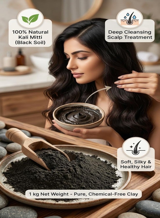 Natural Kali Mitti (Black Soil) Powder | Pure Chemical-Free Black Clay for Hair Care | Deep Cleansing Scalp Care | Natural Hair Mask for Soft & Healthy Hair (2 kg) - Image 2