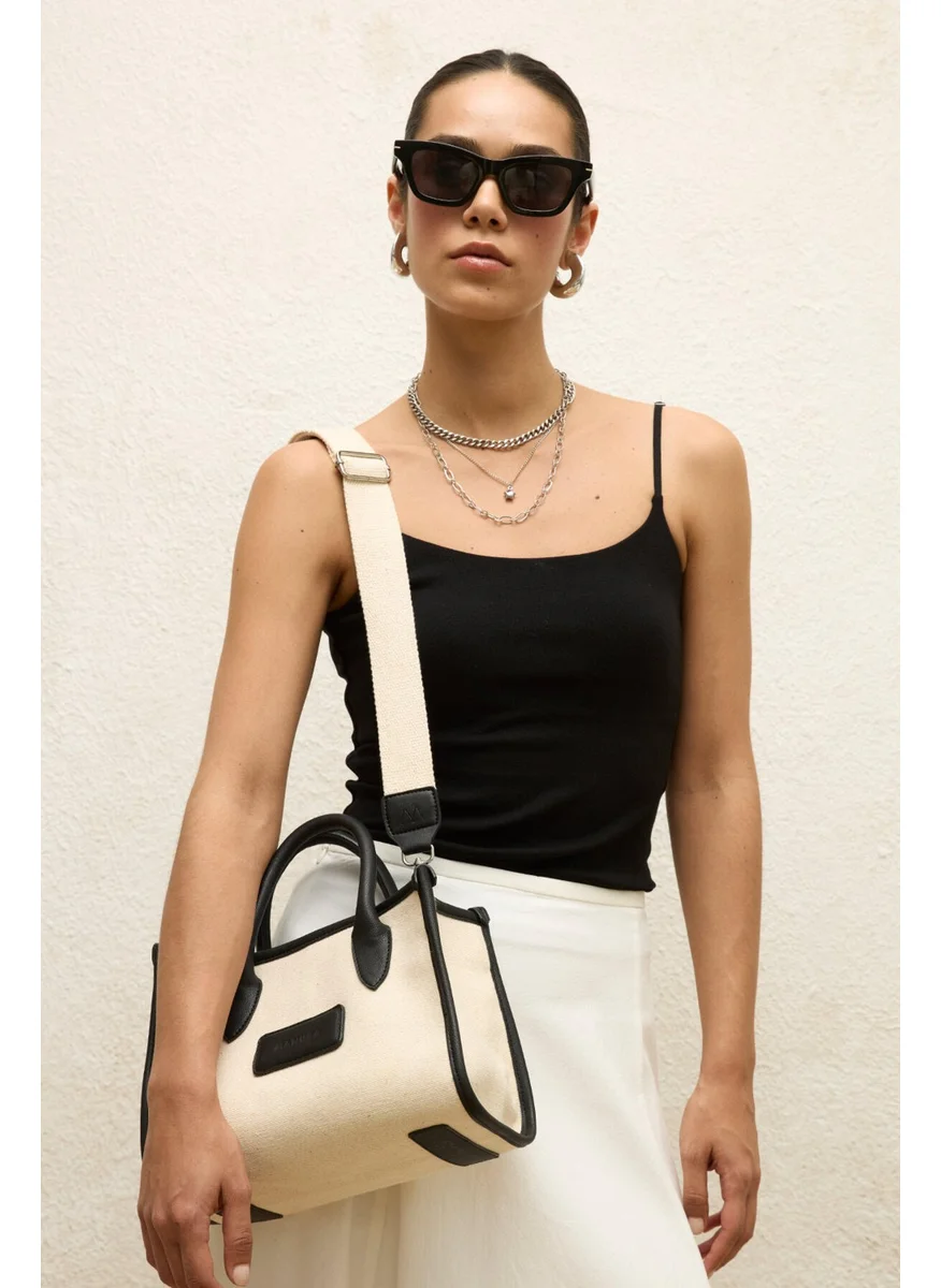 مانوكا Natural Canvas Mini Bag Black