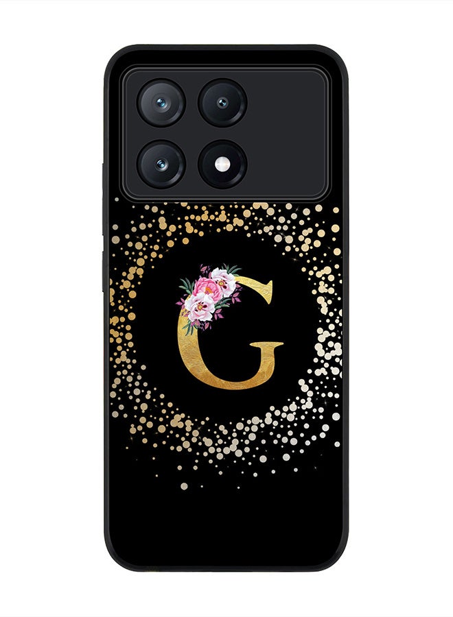 Stylizedd Rugged Black Edge Case for Xiaomi Poco X6 Pro, Slim fit Case Thin Cover- Custom Monogram Initial Letter Floral Pattern Alphabet - G (Black) - Image 1
