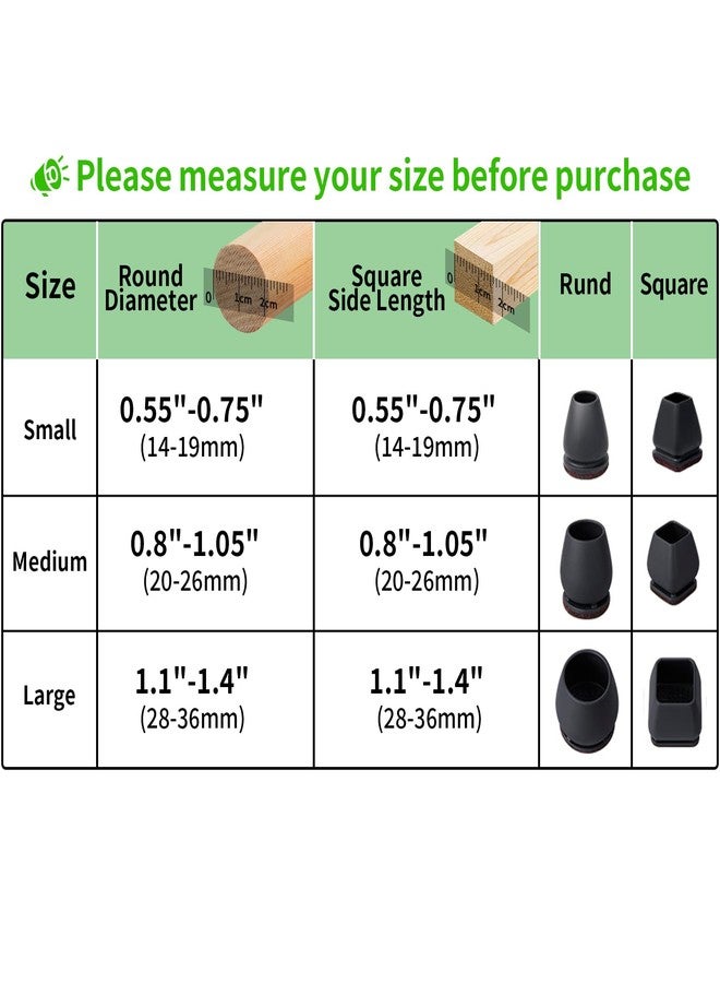GAGUIUP 16PCS Extra Small Chair Leg Floor Protectors, Chair Leg Protector for Hardwood Floors, Metal Bar Stool Floor Protectors Chair Leg Caps, Round Felt Furniture Pads Chair Sliders(Black,Fit 0.55"-0.75") - Image 2