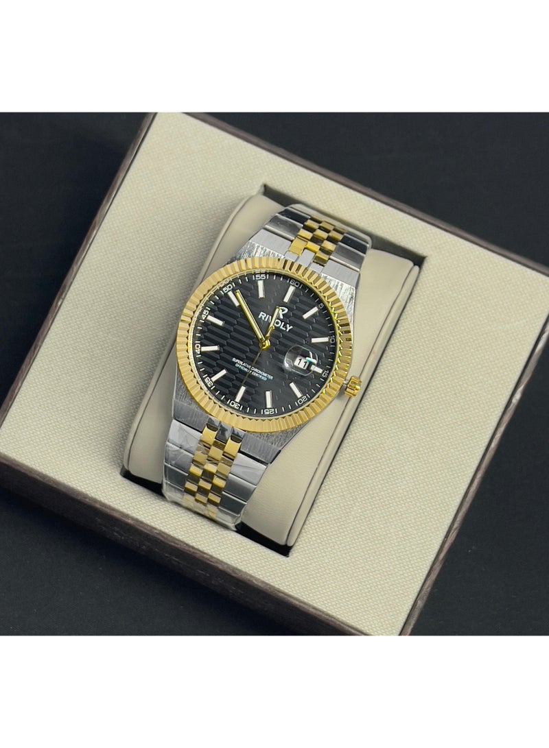 ريفولي ساعة يد للرجال من الستانلس ستيل بعرض انالوج وحركة كوارتز ، سهلة القراءة بتصميم عصري مقاوم للماء، ساعة يد كلاسيكية فاخرة . - Image 1