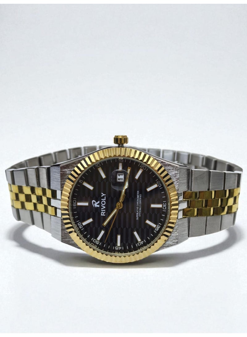 ريفولي ساعة يد للرجال من الستانلس ستيل بعرض انالوج وحركة كوارتز ، سهلة القراءة بتصميم عصري مقاوم للماء، ساعة يد كلاسيكية فاخرة . - Image 2