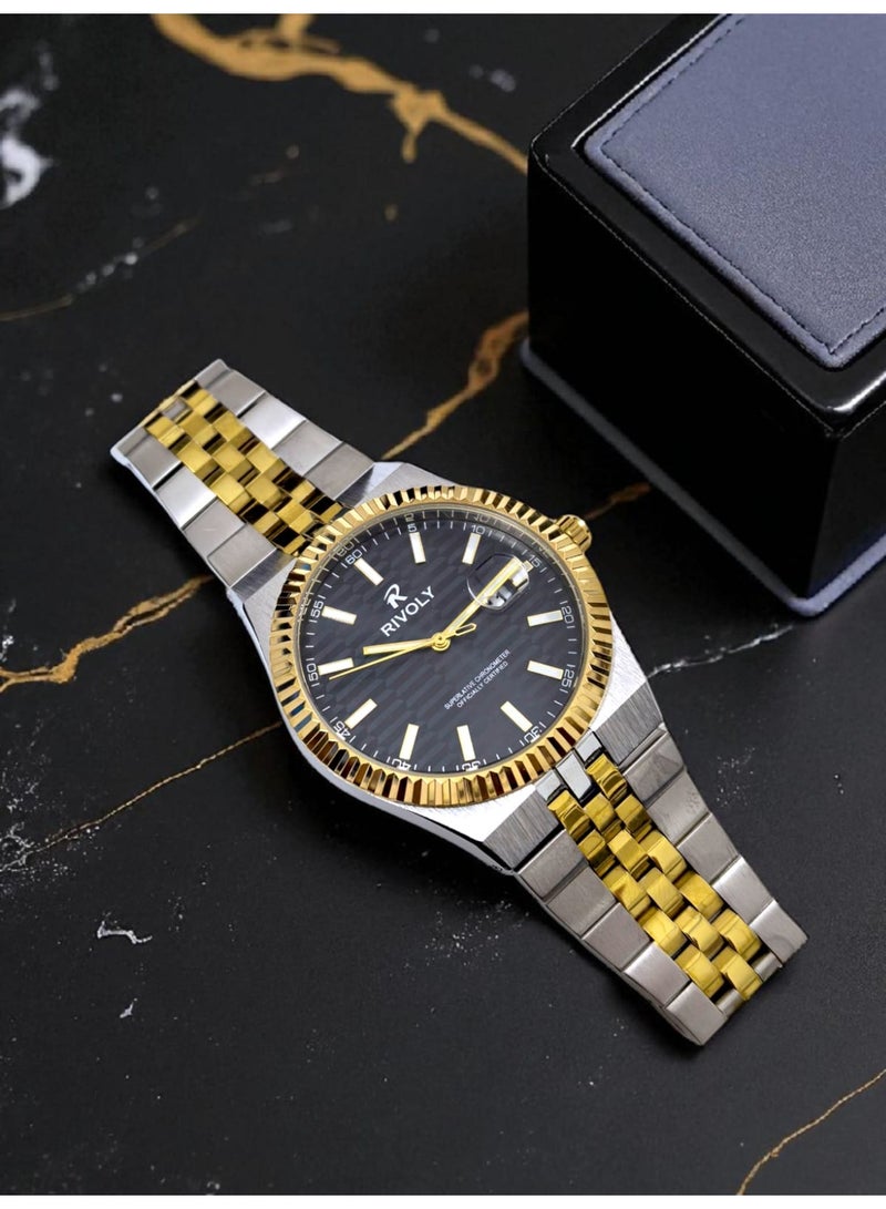 ريفولي ساعة يد للرجال من الستانلس ستيل بعرض انالوج وحركة كوارتز ، سهلة القراءة بتصميم عصري مقاوم للماء، ساعة يد كلاسيكية فاخرة . - Image 4