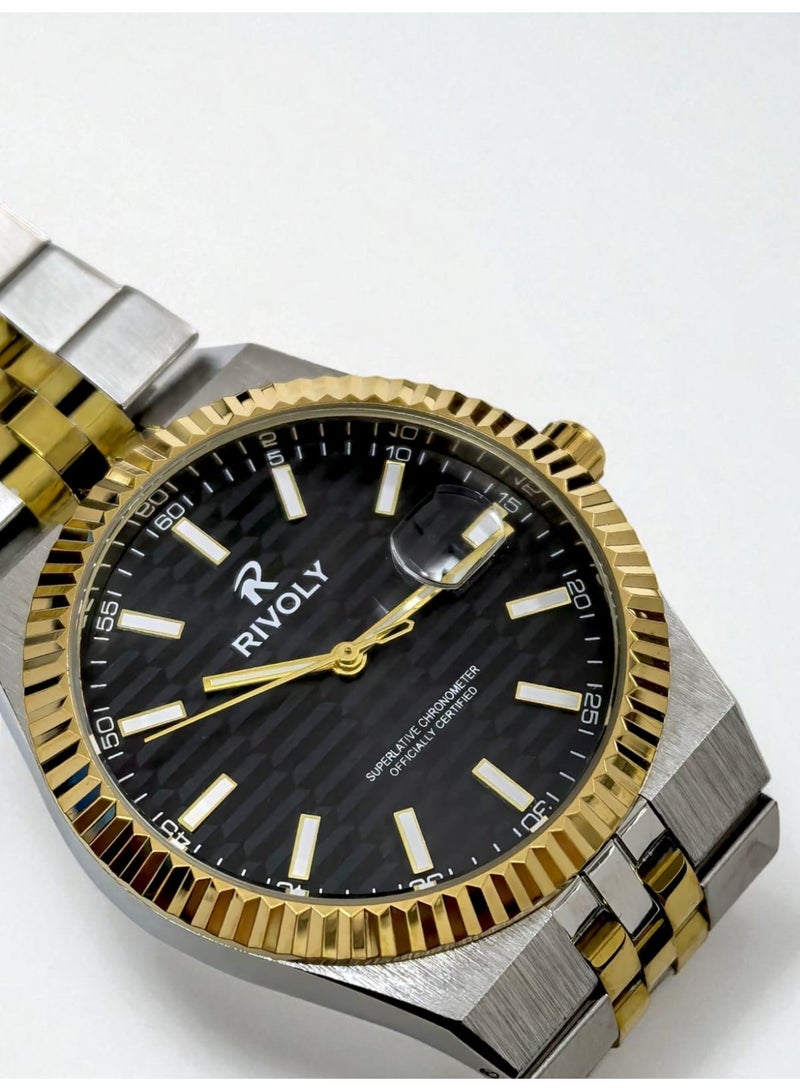 ريفولي ساعة يد للرجال من الستانلس ستيل بعرض انالوج وحركة كوارتز ، سهلة القراءة بتصميم عصري مقاوم للماء، ساعة يد كلاسيكية فاخرة . - Image 5