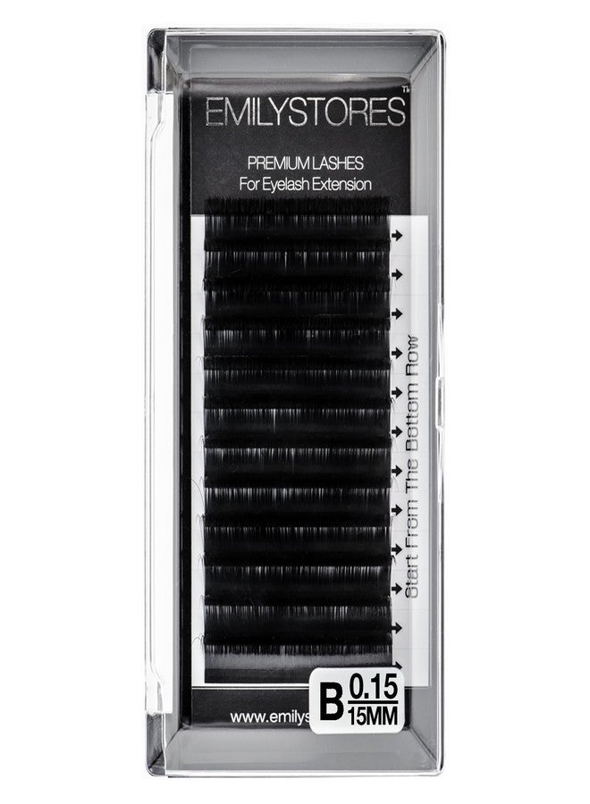 EMILYSTORES Lash Extensions 0.15mm Thickness B Curl 15mm Length Volume Individual Natural-Looking Eyelashes For Eyelash Extensions(0.15,B,15mm) - Image 1