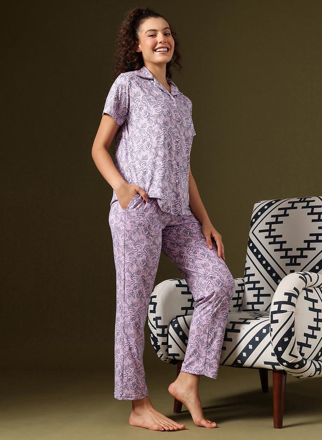 كلوفيا طقم قميص مع بنطال بطبعة زهور شرقية - Image 4