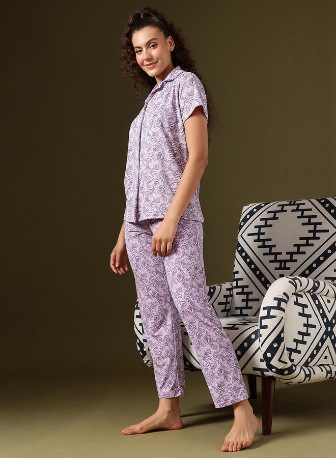 كلوفيا طقم قميص مع بنطال بطبعة زهور شرقية - Image 3