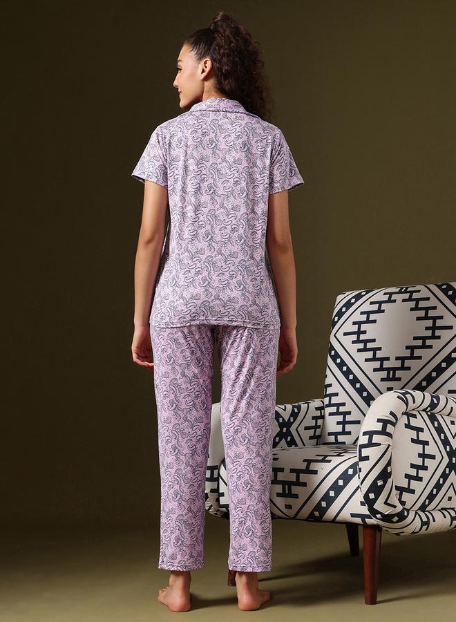 كلوفيا طقم قميص مع بنطال بطبعة زهور شرقية - Image 5