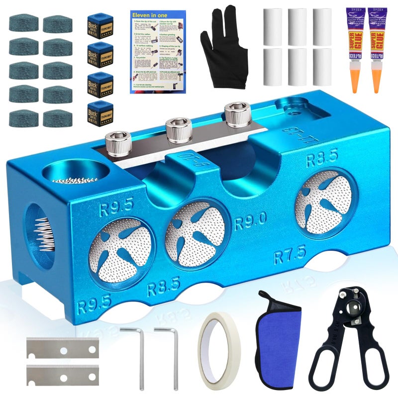 JAC HouseHold 11in1 Billiards Pool Cue Tips ShaperUpgraded Aluminum Alloy Pool Cue Tips Replacement Kit Professional Cue Stick ToolPool Cue Accessories for Replacement and Shaping Cue Tips - Image 2
