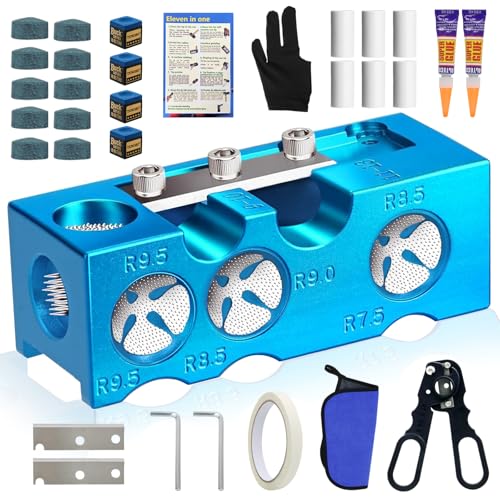 JAC HouseHold 11in1 Billiards Pool Cue Tips ShaperUpgraded Aluminum Alloy Pool Cue Tips Replacement Kit Professional Cue Stick ToolPool Cue Accessories for Replacement and Shaping Cue Tips - Image 1