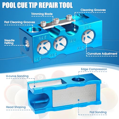 JAC HouseHold 11in1 Billiards Pool Cue Tips ShaperUpgraded Aluminum Alloy Pool Cue Tips Replacement Kit Professional Cue Stick ToolPool Cue Accessories for Replacement and Shaping Cue Tips - Image 3