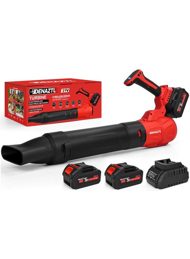 Denaztl Leaf Blower Cordless, 540CFM & 5 Speed Levels, Portable Electric Leaf Blower with 2 x 4.0Ah Battery, Fast Charger, LCD Display, Extension Tube for Lawn Care, Yard, Blowing Leaves, Dust, Snow - Image 1