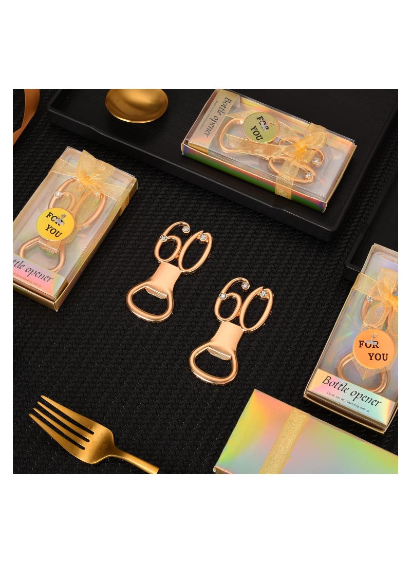 SYOSI 6PCS Gold 60th Bottle Opener, 60th Birthday Favors Golden Wedding Party Commemorative Party Items Milestone Party Accessories Elegant Bottle Openers for 60th Birthday Celebration Decorations  - Image 2