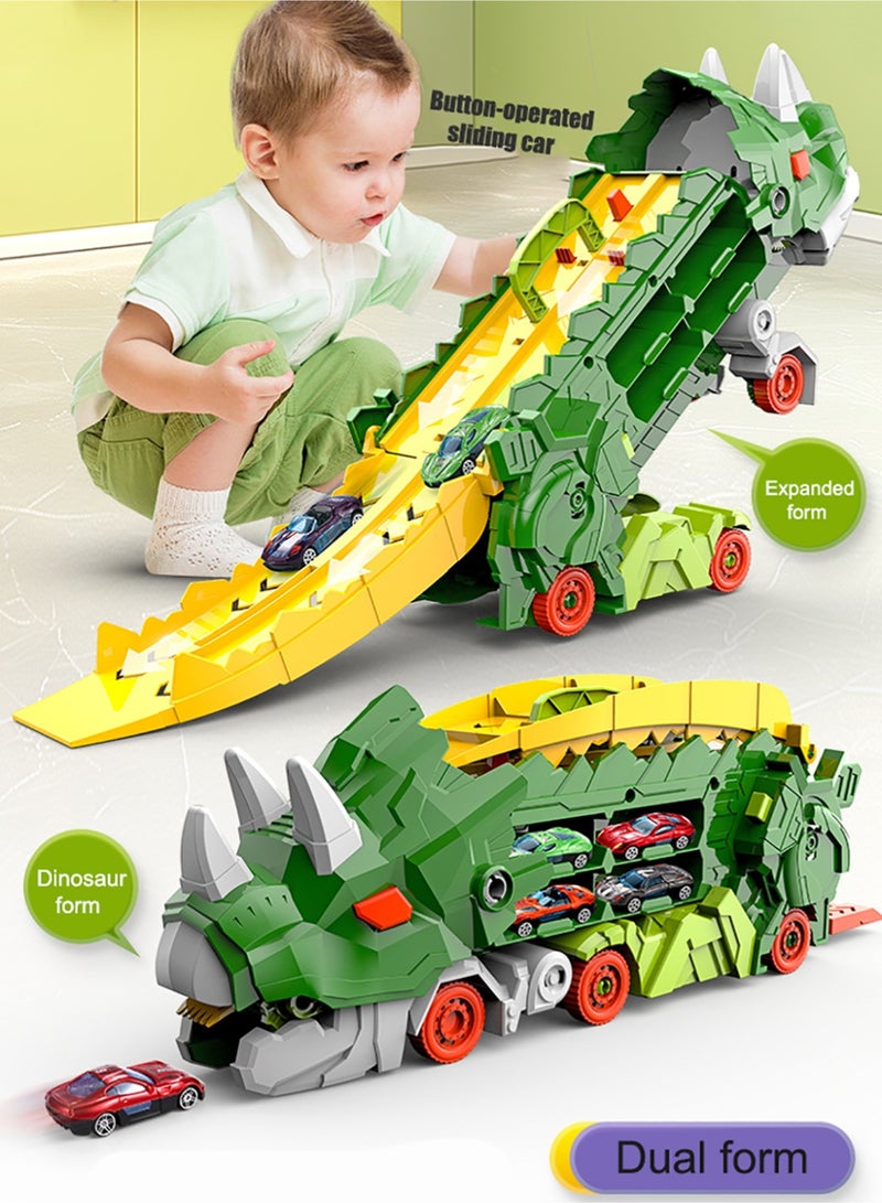 MissTiara Dinosaur Toys Truck Set Dinosaur Transforming Car Race Tracks Set With 8 Pcs Cars for Kids Toys Dinosaur Car Track for Kids Age 3 4 5 6 7 8 Year Old, Dinosaur Kids Toys Gift, Assorted - Image 2