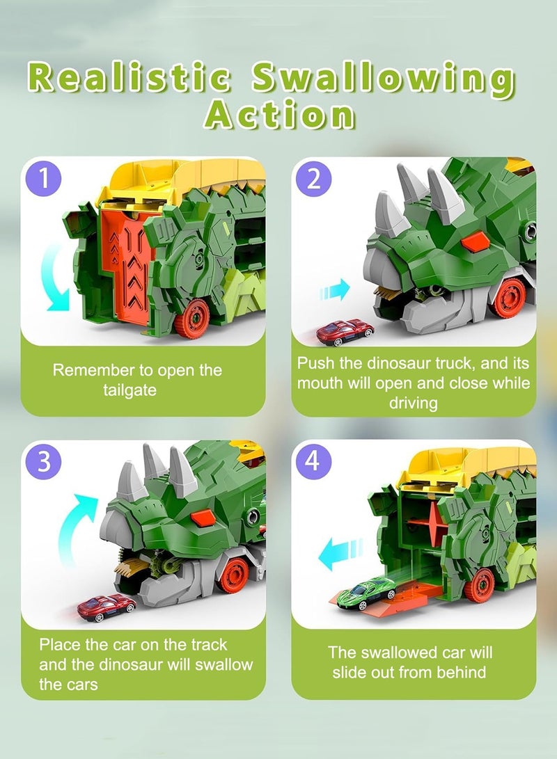 MissTiara Dinosaur Toys Truck Set Dinosaur Transforming Car Race Tracks Set With 8 Pcs Cars for Kids Toys Dinosaur Car Track for Kids Age 3 4 5 6 7 8 Year Old, Dinosaur Kids Toys Gift, Assorted - Image 4