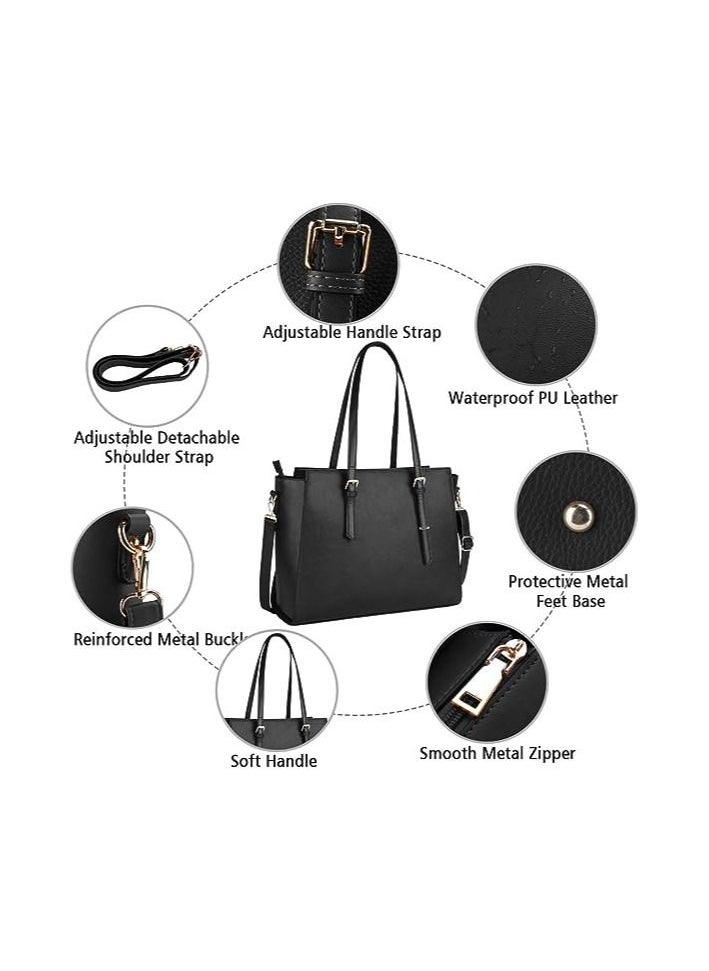 PARTNER - Laptop Bag for Women 15.6 Inch Laptop Tote Bag Leather Computer Office Work Bag - Image 1