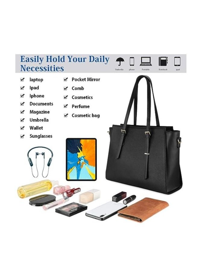 PARTNER - Laptop Bag for Women 15.6 Inch Laptop Tote Bag Leather Computer Office Work Bag - Image 1