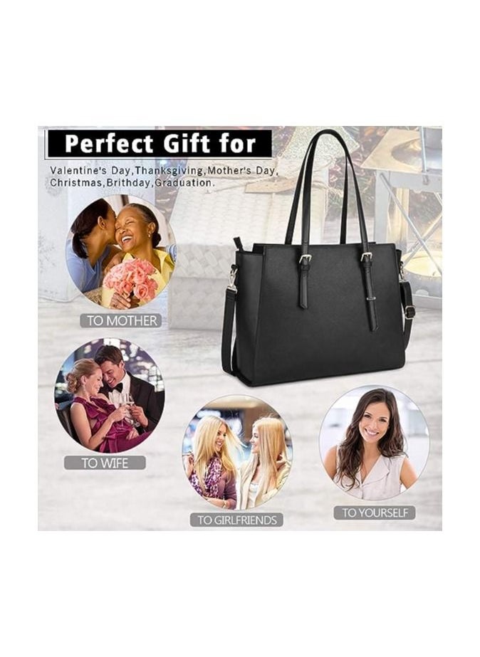 PARTNER - Laptop Bag for Women 15.6 Inch Laptop Tote Bag Leather Computer Office Work Bag - Image 1