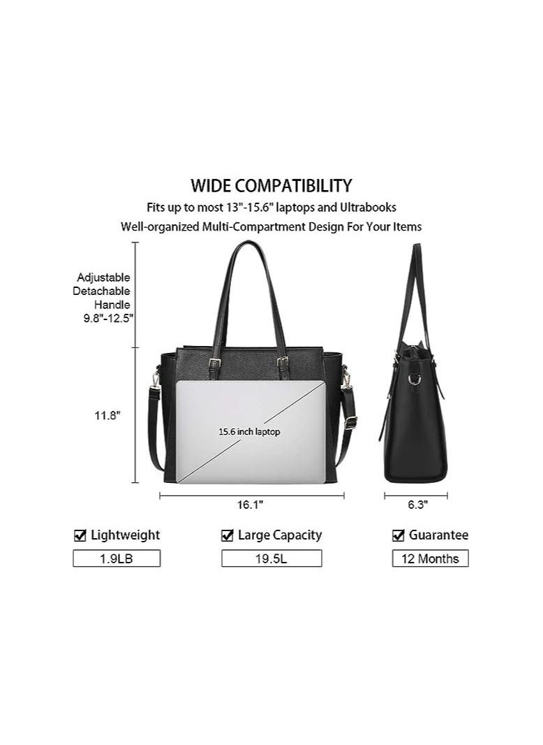PARTNER - Laptop Bag for Women 15.6 Inch Laptop Tote Bag Leather Computer Office Work Bag - Image 1