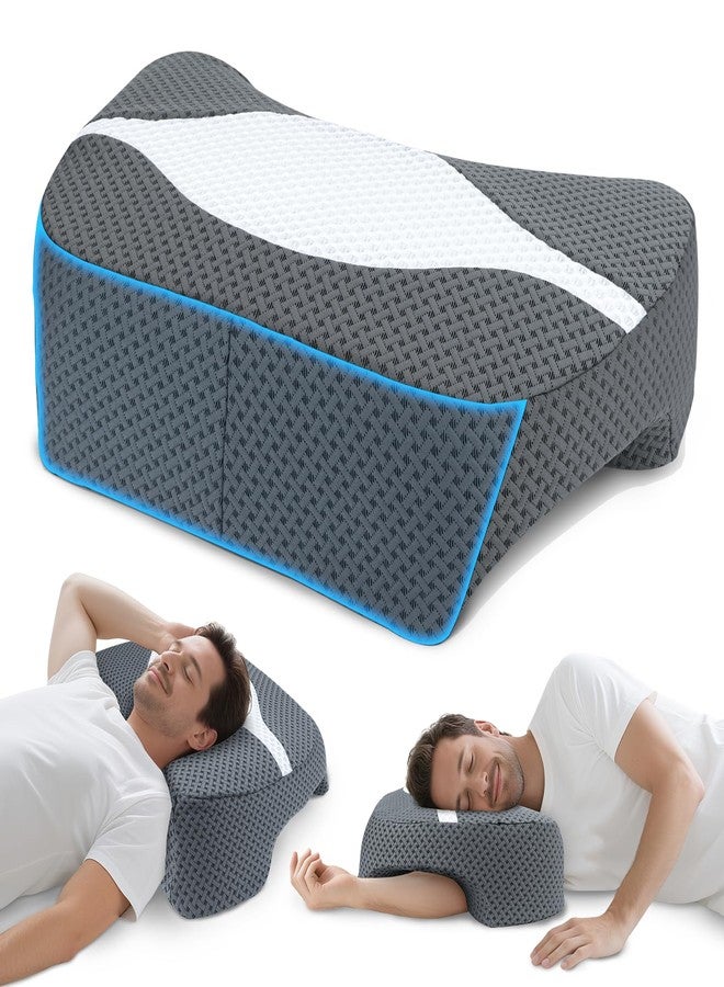 SAHEYER Side Sleeper Pillow with Arm Hole, Upgraded Memory Foam Shoulder Pillow for Neck Pain Relief, Adjustable Multi-Angle Arm Tunnels Support for Adults Pressure-Free Sleep (Grey) - Image 1