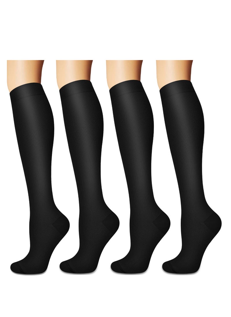 Generic Compression Socks for Women and Men Circulation (4 Pairs) - Best for Nursing, Running, Travel Knee High Socks L/XL  - Image 1