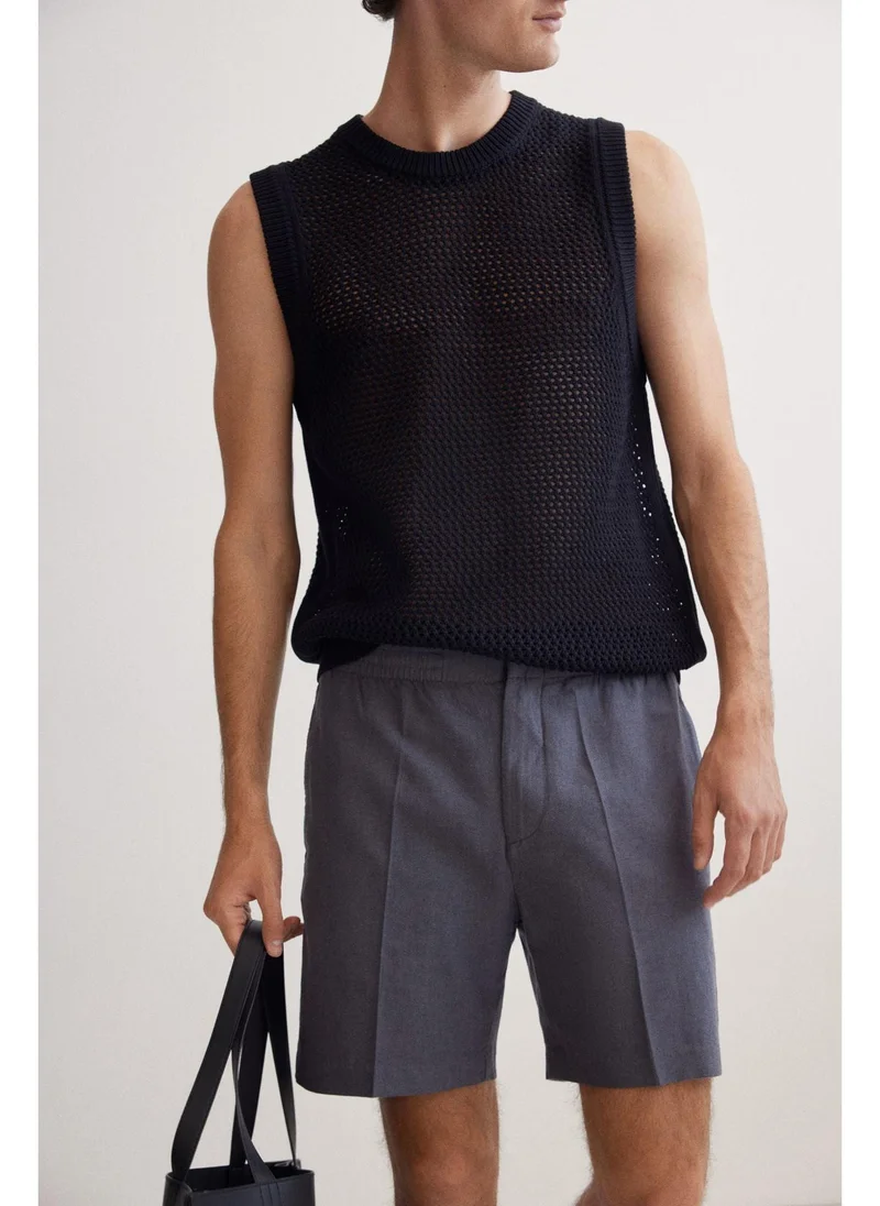 اتش اند ام Regular Fit Linen-blend shorts