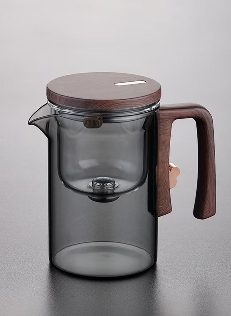 LOOPITYS 950ml teapot, teapot, glass teapot, transparent gray magnetic filter for easy separation of tea and water, glass tea strainer, wooden handle, making it the best choice for home and office use - Image 1