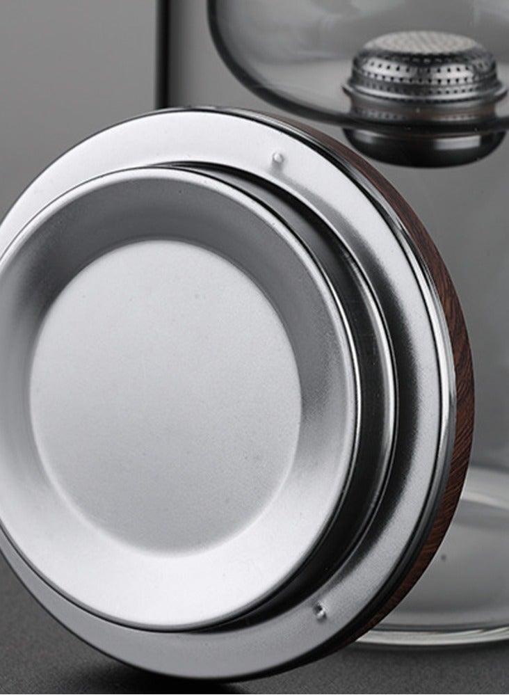 LOOPITYS 950ml teapot, teapot, glass teapot, transparent gray magnetic filter for easy separation of tea and water, glass tea strainer, wooden handle, making it the best choice for home and office use - Image 4