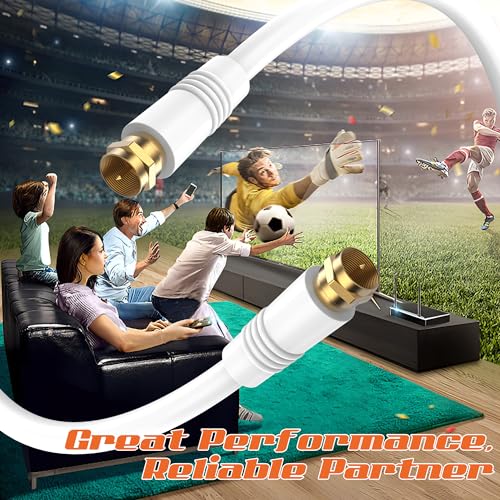 ecjtu 30FT RG6 Coaxial Cable w/ Gold Plated Connectors, Compatible w/ Modems, Cable Box, Routers;(F) to Male(90) Angled Adapter - Image 5