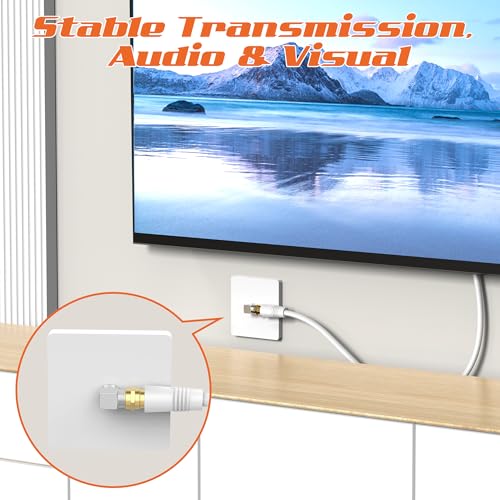 ecjtu 30FT RG6 Coaxial Cable w/ Gold Plated Connectors, Compatible w/ Modems, Cable Box, Routers;(F) to Male(90) Angled Adapter - Image 3