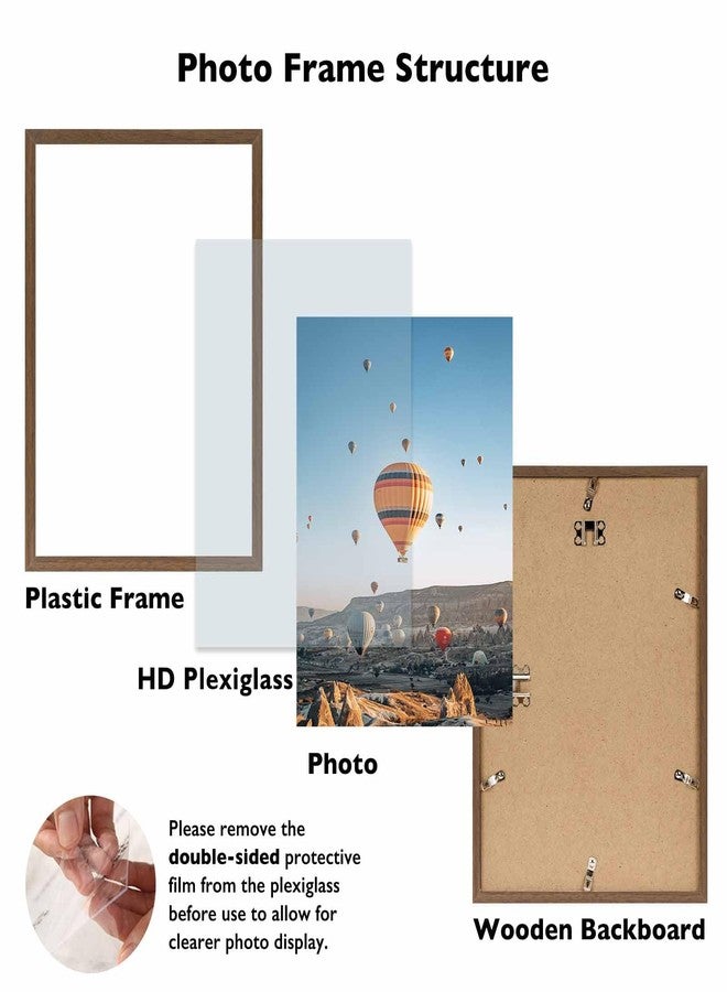 JCJMY إطار صور بني اللون من JCJMY مقاس 10×14 بوصة، مناسب للوحات الماسية الفنية مقاس 30×40 سم، متوفر بأشكال أفقية ورأسية للتعليق على الحائط، إطار صور جداري مقاس 10×14 بوصة مع زجاج شبكي مقاوم للكسر - Image 2