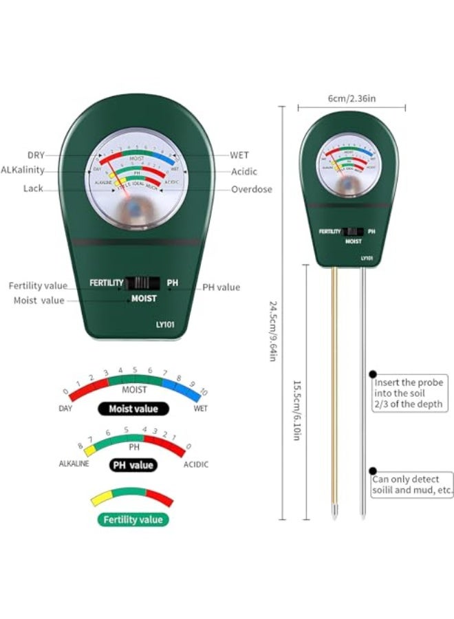 Generic SICHER Soil Quality Meter, 3-In-1 Soil Test Kit, Soil Moisture Meter/Soil pH Meter/Fertility Soil Tester, No Batteries Soil Quality Monitor for Garden, Lawn, Farm, Plants, Indoor and Outdoor  - Image 3