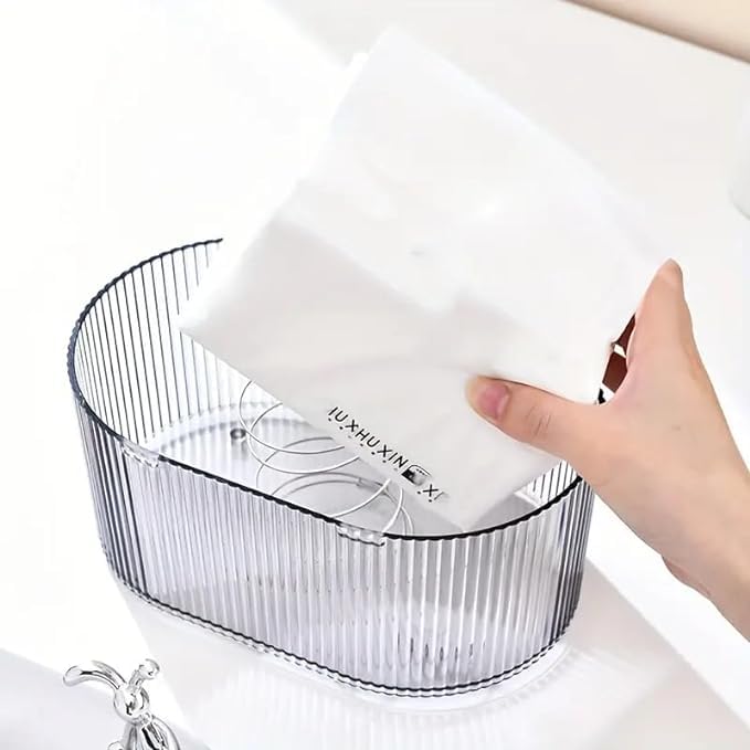 RELEMTRA RELEMTRA Multifunctional Transparent Dressing Table Tissue Box Holder Organizer Storage Box Jewelry Boxes Makeup Organizer Cosmetic Storage Box - Image 3