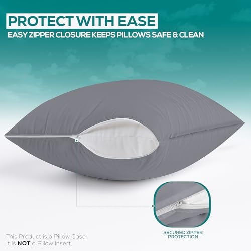 Utopia Bedding Waterproof Pillow Protectors Zippered King Size (2 Pack, Gray), Zippered Pillowcases, Bed Bug Proof Pillow Encasement Covers 20 x 38 Inches - Image 4