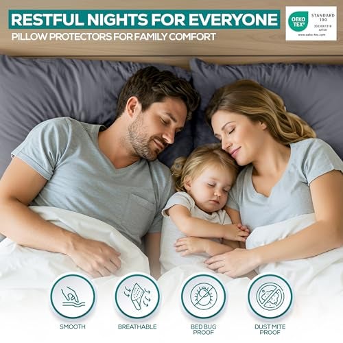 Utopia Bedding Waterproof Pillow Protectors Zippered King Size (2 Pack, Gray), Zippered Pillowcases, Bed Bug Proof Pillow Encasement Covers 20 x 38 Inches - Image 5