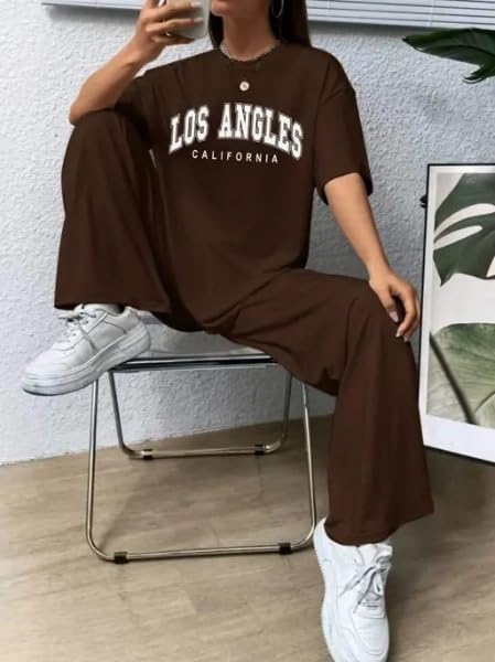 My Swag Women's Half Sleeve Co-Ords Set Printed Loose Fit T-Shirt & Trouser Summer Cord Set 2 Piece Streetwear for Women & Girls - Image 3