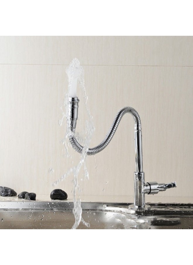 Inchant - Single Lever Flexible Pull Out Kitchen Water Tap Sink Faucet Single-Tube Cold Water Basin Taps Vanity Vessel Faucets Deck Mount Chrome Finish - Image 1