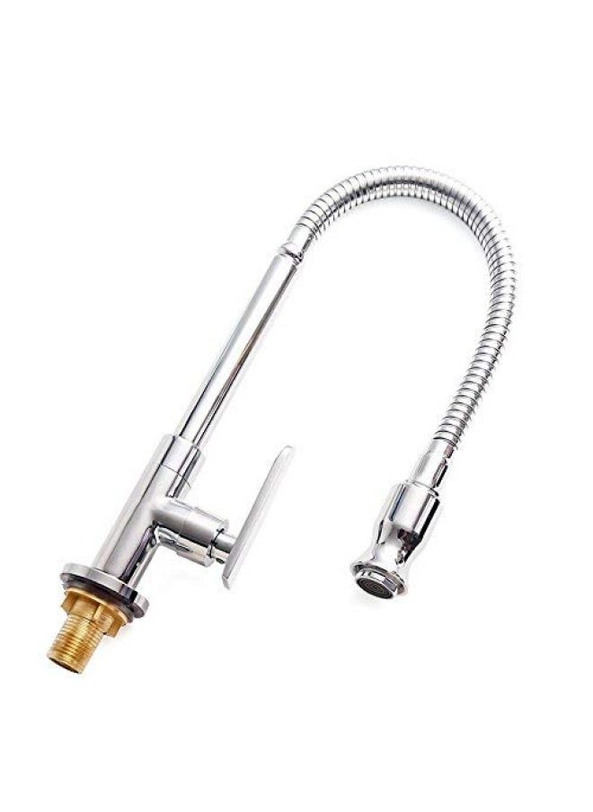 Inchant - Single Lever Flexible Pull Out Kitchen Water Tap Sink Faucet Single-Tube Cold Water Basin Taps Vanity Vessel Faucets Deck Mount Chrome Finish - Image 1