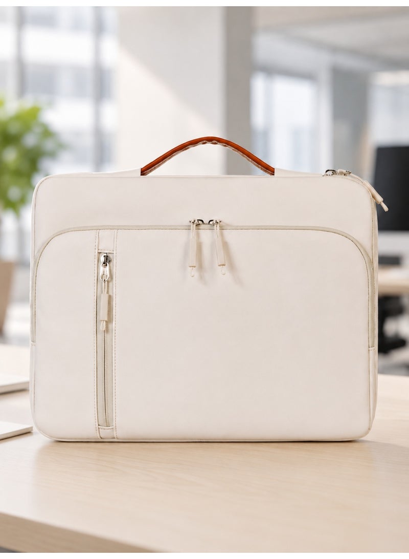 Wisalia Laptop Bag 14 Inch for Men and Women Office Bag Waterproof Briefcase Lightweight Travel and Business Laptop Handbag Computer Bag with Handle for Work Daily Commute Beige - Image 1