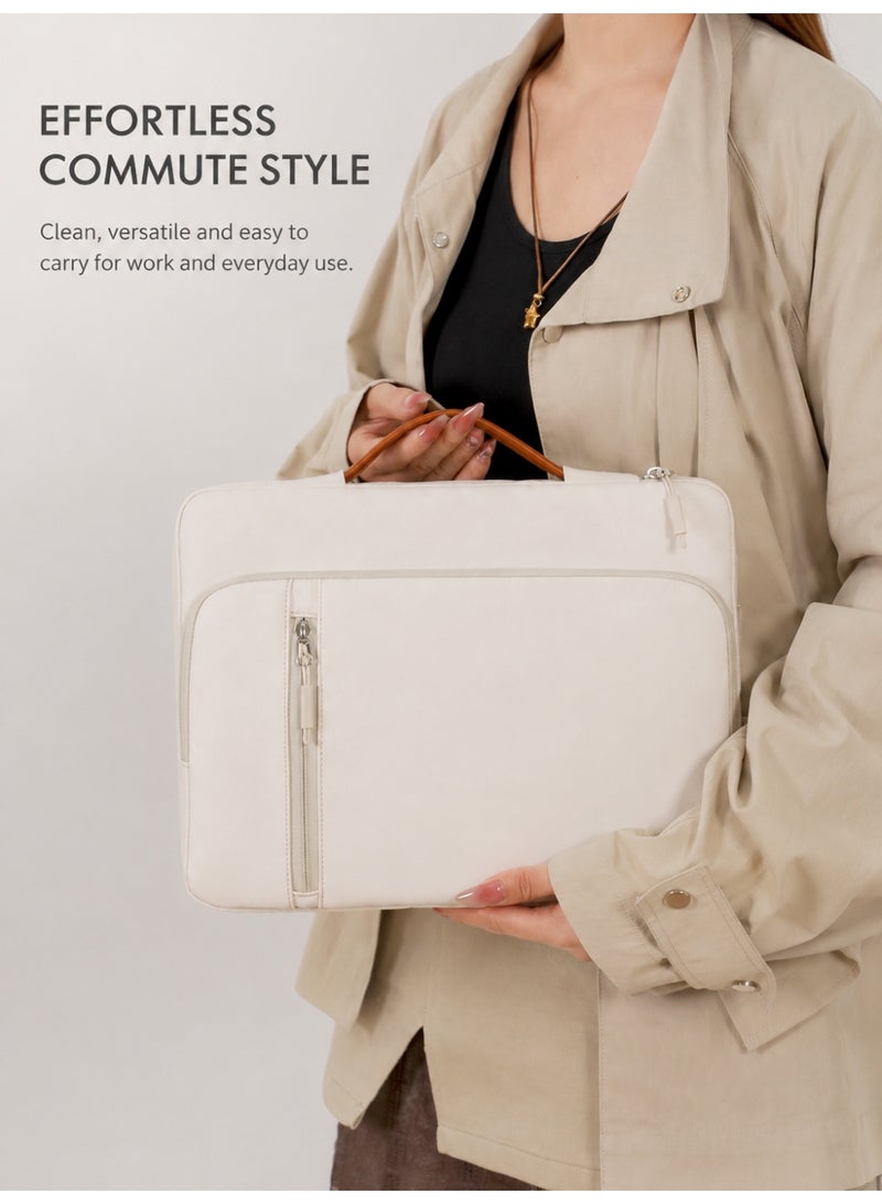 Wisalia Laptop Bag 14 Inch for Men and Women Office Bag Waterproof Briefcase Lightweight Travel and Business Laptop Handbag Computer Bag with Handle for Work Daily Commute Beige - Image 2