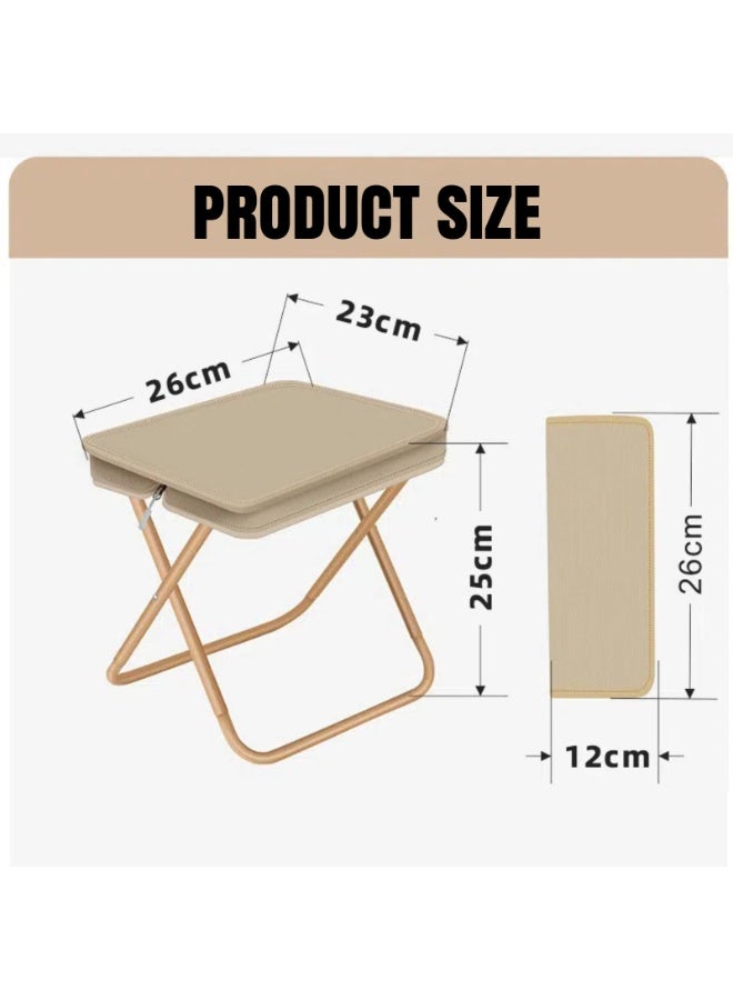 Bukela Ultralight Folding Camping Stool, 1.2lbs Compact Portable Chair for Adults, 350lbs Load, Aluminum Frame with Oxford Seat, Beach, Hiking, Fishing, Handbag Style Stool (Beige) - Image 3